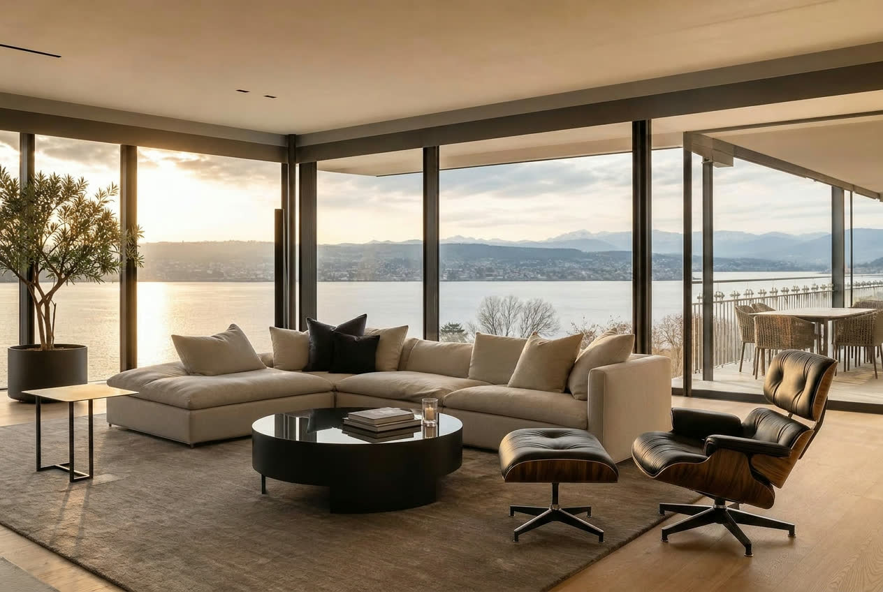 Moderne Luxuswohnung mit Panoramablick auf den Zürichsee